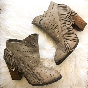 NWT TAUPE FRINGE BOOTIES